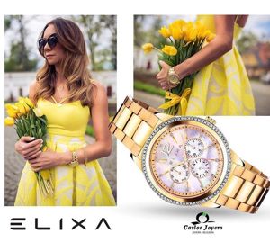 đồng hồ mạ vàng nữ Elixa