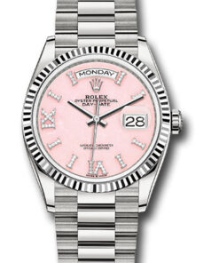 Đồng hồ Rolex 128239 podhmp - Day-Date 36 White Gold - Fluted Bezel - PresidentĐồng hồ Rolex 128239 podhmp - Day-Date 36 White Gold - Fluted Bezel - President