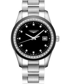 Đồng Hồ Longines L2.387.0.57.6 - Conquest Classic 36 mm - Steel And Ceramic With DiamondsĐồng Hồ Longines L2.387.0.57.6 - Conquest Classic 36 mm - Steel And Ceramic With Diamonds