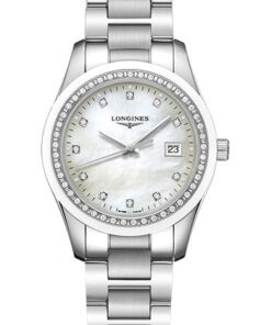 Đồng Hồ Longines L2.387.0.87.6 - Conquest Classic 36 mm - Steel And Ceramic With DiamondsĐồng Hồ Longines L2.387.0.87.6 - Conquest Classic 36 mm - Steel And Ceramic With Diamonds