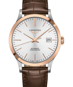 Đồng Hồ Longines L2.821.5.72.2 - Record collection 40 mm - Steel And Pink Gold Cap 200 - Alligator StrapĐồng Hồ Longines L2.821.5.72.2 - Record collection 40 mm - Steel And Pink Gold Cap 200 - Alligator Strap