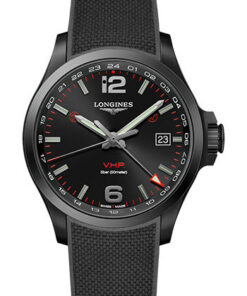 Đồng Hồ Longines L3.728.2.56.9 - Conquest V.H.P. GMT 43 mm - Black PVD - Rubber StrapĐồng Hồ Longines L3.728.2.56.9 - Conquest V.H.P. GMT 43 mm - Black PVD - Rubber Strap