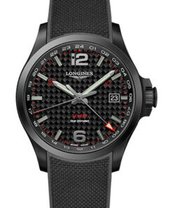 Đồng Hồ Longines L3.728.2.66.9 - Conquest V.H.P. GMT 43 mm - Black PVD - Rubber StrapĐồng Hồ Longines L3.728.2.66.9 - Conquest V.H.P. GMT 43 mm - Black PVD - Rubber Strap