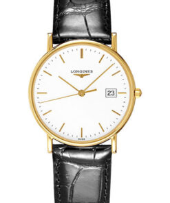 Đồng Hồ Longines L4.743.6.12.0 - Présence 33.5 mm - Quartz - Yellow Gold - Alligator StrapĐồng Hồ Longines L4.743.6.12.0 - Présence 33.5 mm - Quartz - Yellow Gold - Alligator Strap