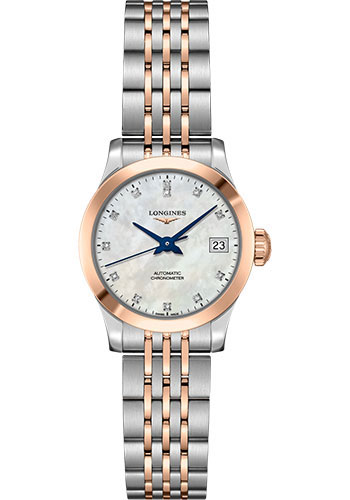 Đồng Hồ Longines L2.320.5.87.7 - Record collection 26 mm - Steel And Pink Gold Cap 200 - Bracelet 3 Đồng Hồ Longines L2.320.5.87.7 - Record collection 26 mm - Steel And Pink Gold Cap 200 - Bracelet