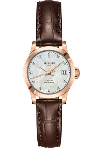 Đồng Hồ Longines L2.320.8.87.2 - Record collection 26 mm - Pink Gold - Alligator Strap 3 Đồng Hồ Longines L2.320.8.87.2 - Record collection 26 mm - Pink Gold - Alligator Strap