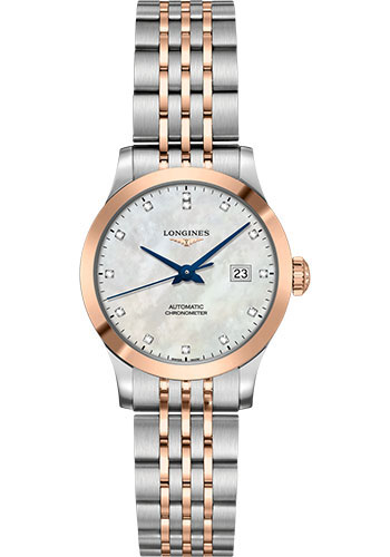 Đồng Hồ Longines L2.321.5.87.7 - Record collection 30 mm - Steel And Pink Gold Cap 200 - Bracelet 3 Đồng Hồ Longines L2.321.5.87.7 - Record collection 30 mm - Steel And Pink Gold Cap 200 - Bracelet