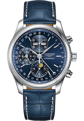 Đồng Hồ Longines L2.773.4.92.0 - Master Collection 42 mm - Moon Phase Chronograph - Steel - Alligator Strap 3 Đồng Hồ Longines L2.773.4.92.0 - Master Collection 42 mm - Moon Phase Chronograph - Steel - Alligator Strap