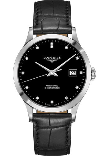 Đồng Hồ Longines L2.821.4.57.2 - Record collection 40 mm - Steel - Alligator Strap 3 Đồng Hồ Longines L2.821.4.57.2 - Record collection 40 mm - Steel - Alligator Strap