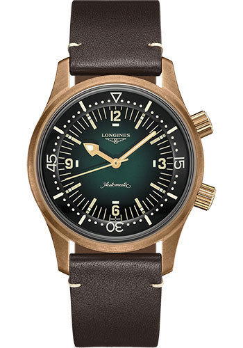 Đồng Hồ Longines L3.774.1.50.2 - Legend Diver Watch 42 mm - Bronze - Leather Strap 3 Đồng Hồ Longines L3.774.1.50.2 - Legend Diver Watch 42 mm - Bronze - Leather Strap