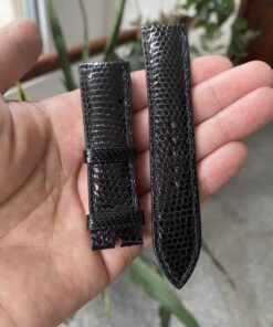 Dây đồng hồ Movado da đà điểu màu đen có logo size 20 - 22