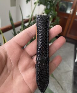 Dây đồng hồ Movado da đà điểu màu đen có logo size 20 - 22