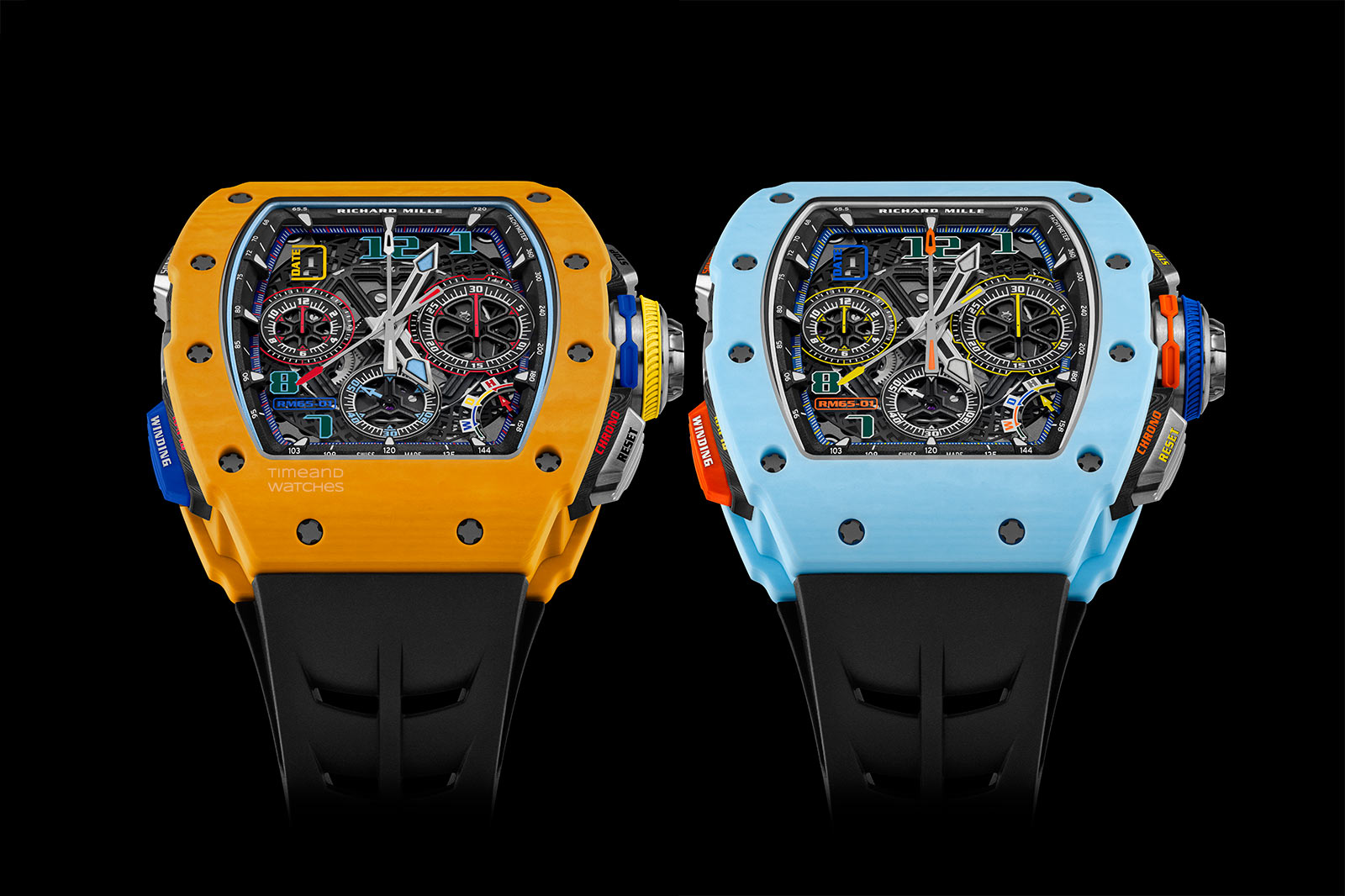 Richard Mille RM 65-01 Chronograph xanh pastel và vàng đậm mới