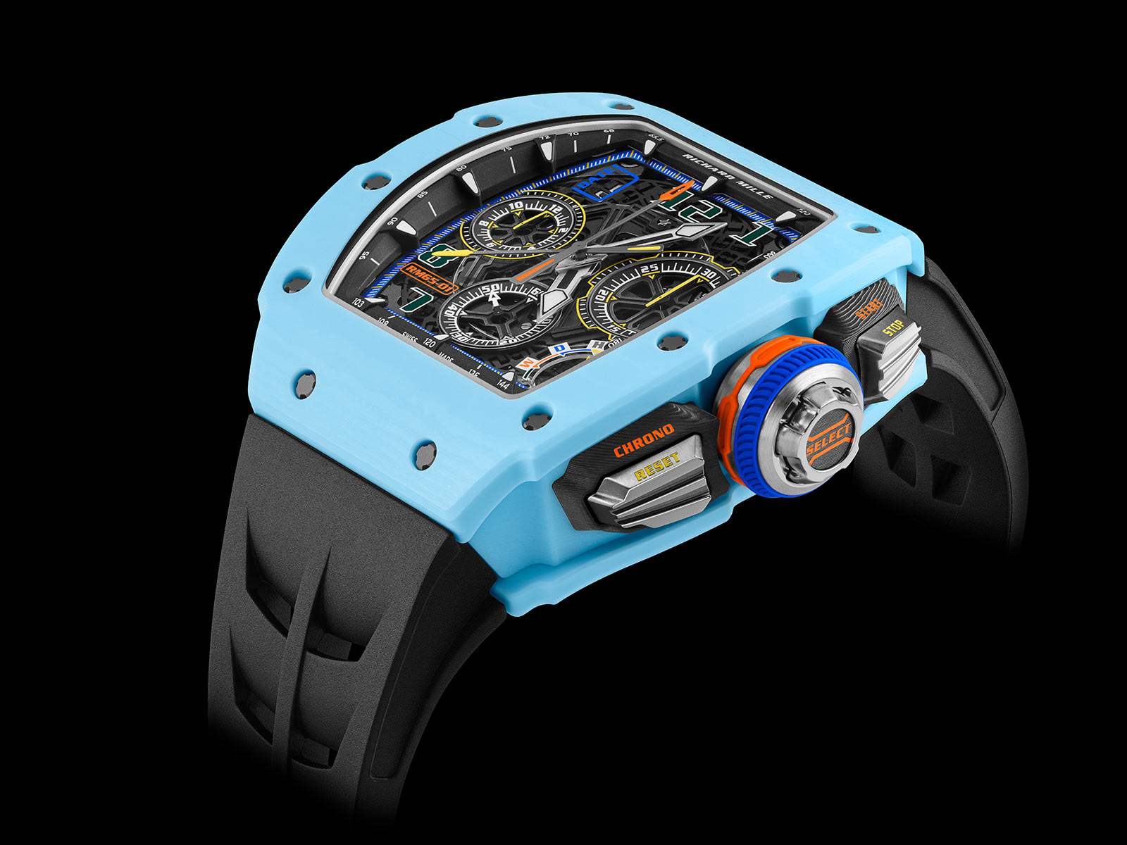 Richard Mille RM 65-01 Chronograph xanh pastel và vàng đậm mới