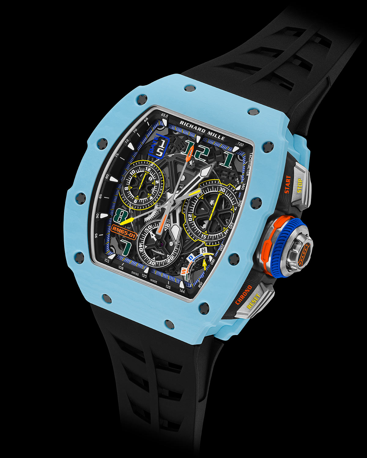 Richard Mille RM 65-01 Chronograph xanh pastel và vàng đậm mới