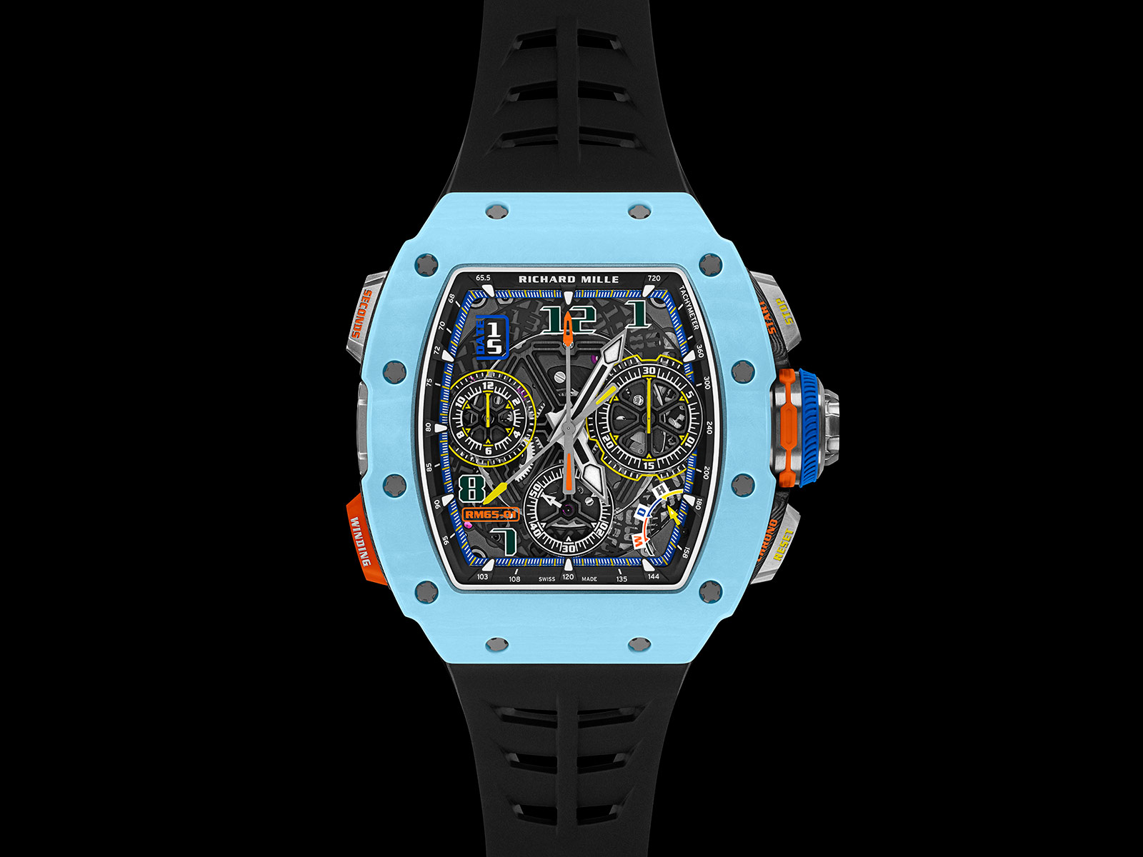 Richard Mille RM 65-01 Chronograph xanh pastel và vàng đậm mới