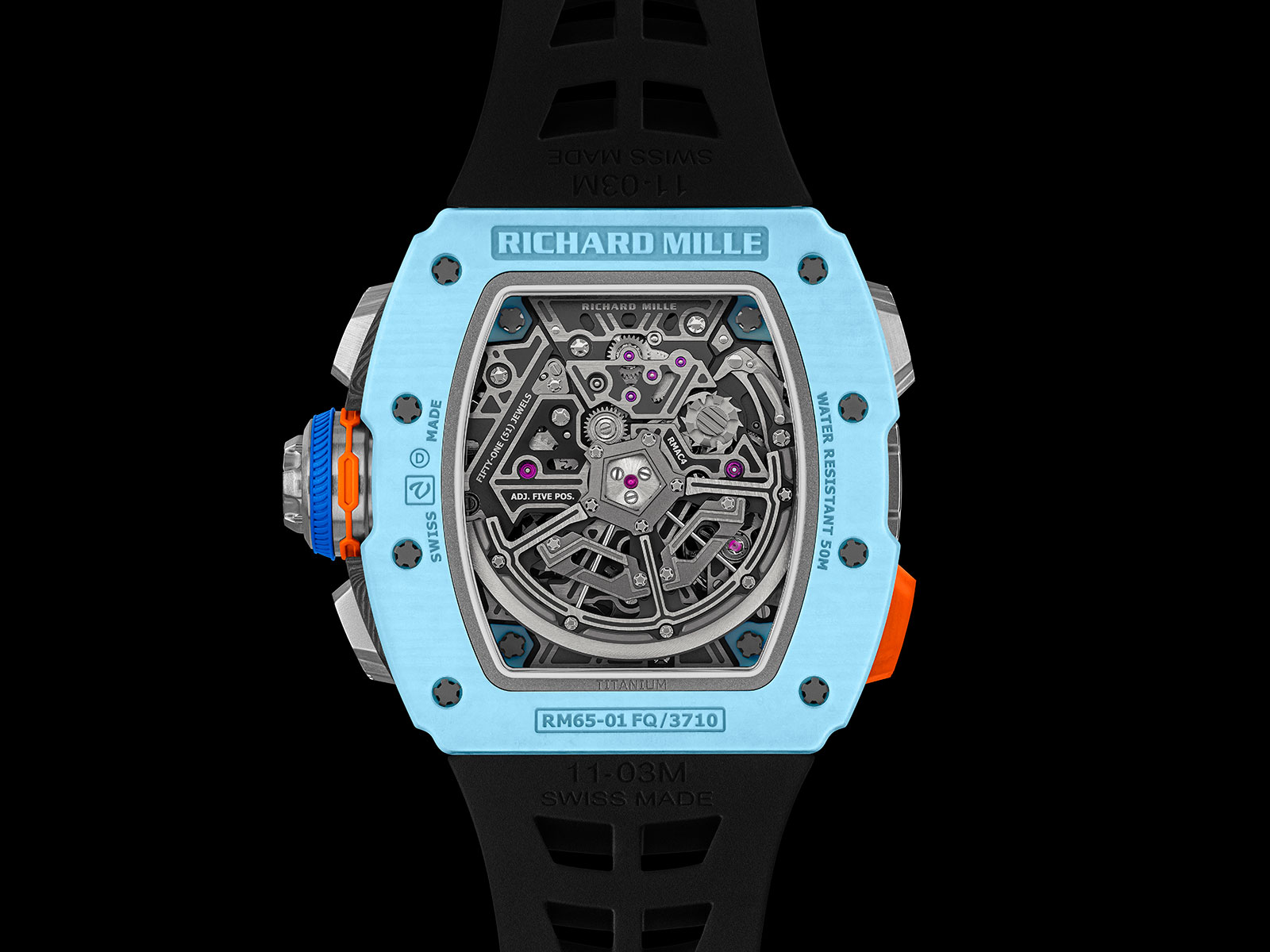 Richard Mille RM 65-01 Chronograph xanh pastel và vàng đậm mới