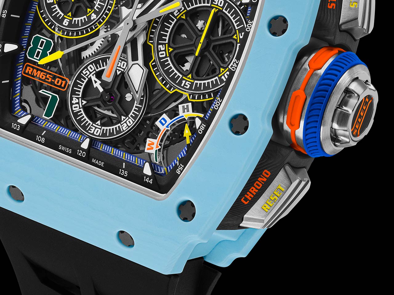 Richard Mille RM 65-01 Chronograph xanh pastel và vàng đậm mới