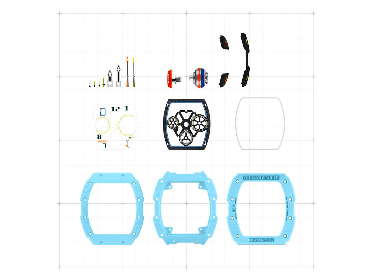 Richard Mille RM 65-01 Chronograph xanh pastel và vàng đậm mới