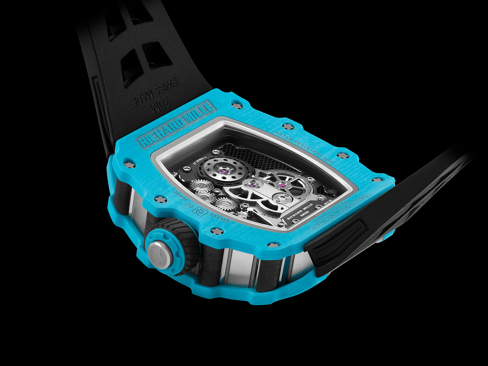 Thạch Anh Xanh Caribbean TPT, Carbon TPT và Titanium trong mẫu đồng hồ mới Richard Mille RM 21-02 Tourbillon Aerodyne