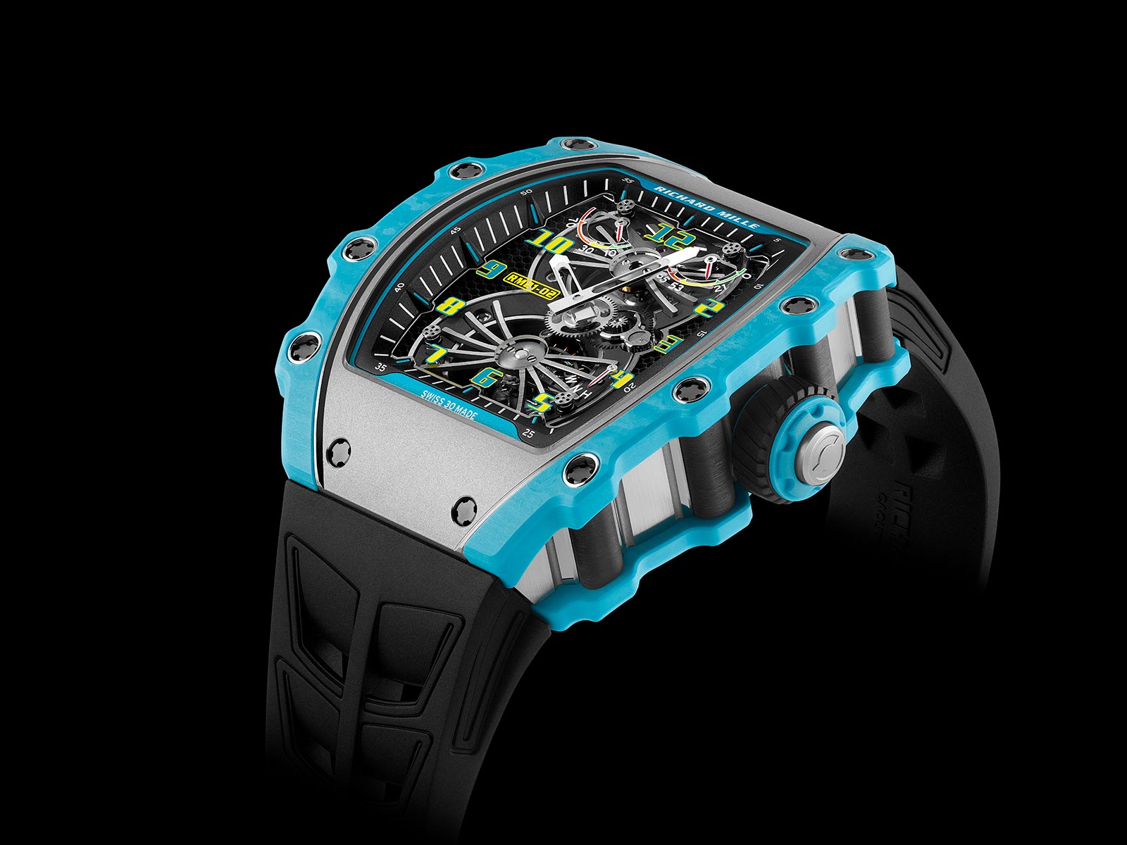 Thạch Anh Xanh Caribbean TPT, Carbon TPT và Titanium trong mẫu đồng hồ mới Richard Mille RM 21-02 Tourbillon Aerodyne