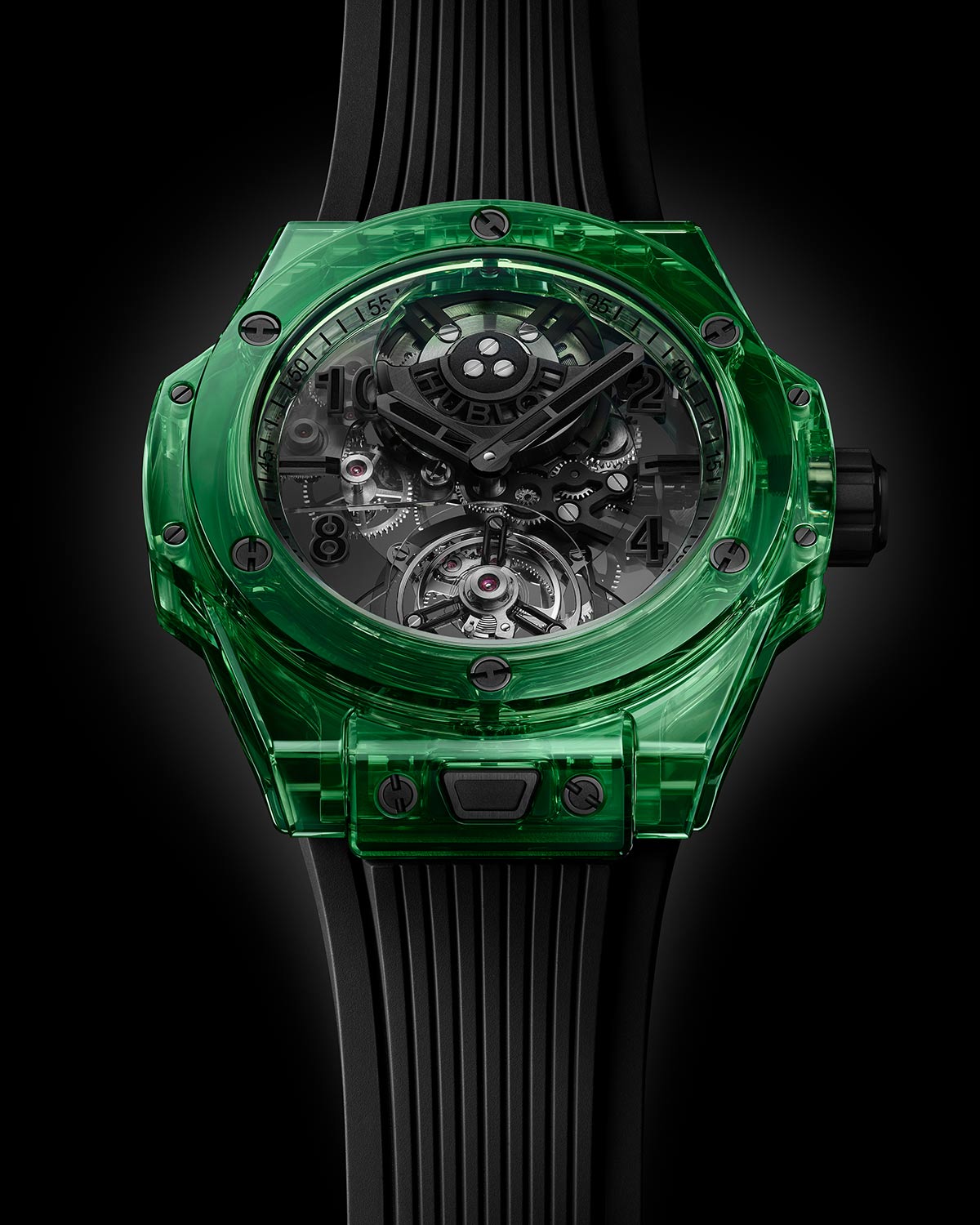 Hublot Big Bang Tourbillon Green SAXEM: kỹ thuật kết hợp với sự trong suốt 7 Hublot Big Bang Tourbillon Green SAXEM: kỹ thuật kết hợp với sự trong suốt