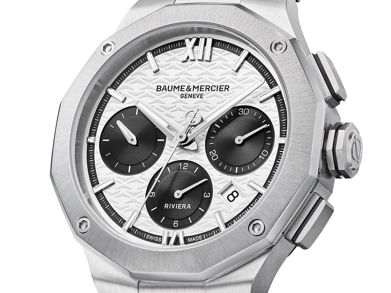 Đồng hồ bấm giờ Baume & Mercier Riviera "Panda" M0A10827: phong cách thể thao sang trọng với tông màu đen và trắng