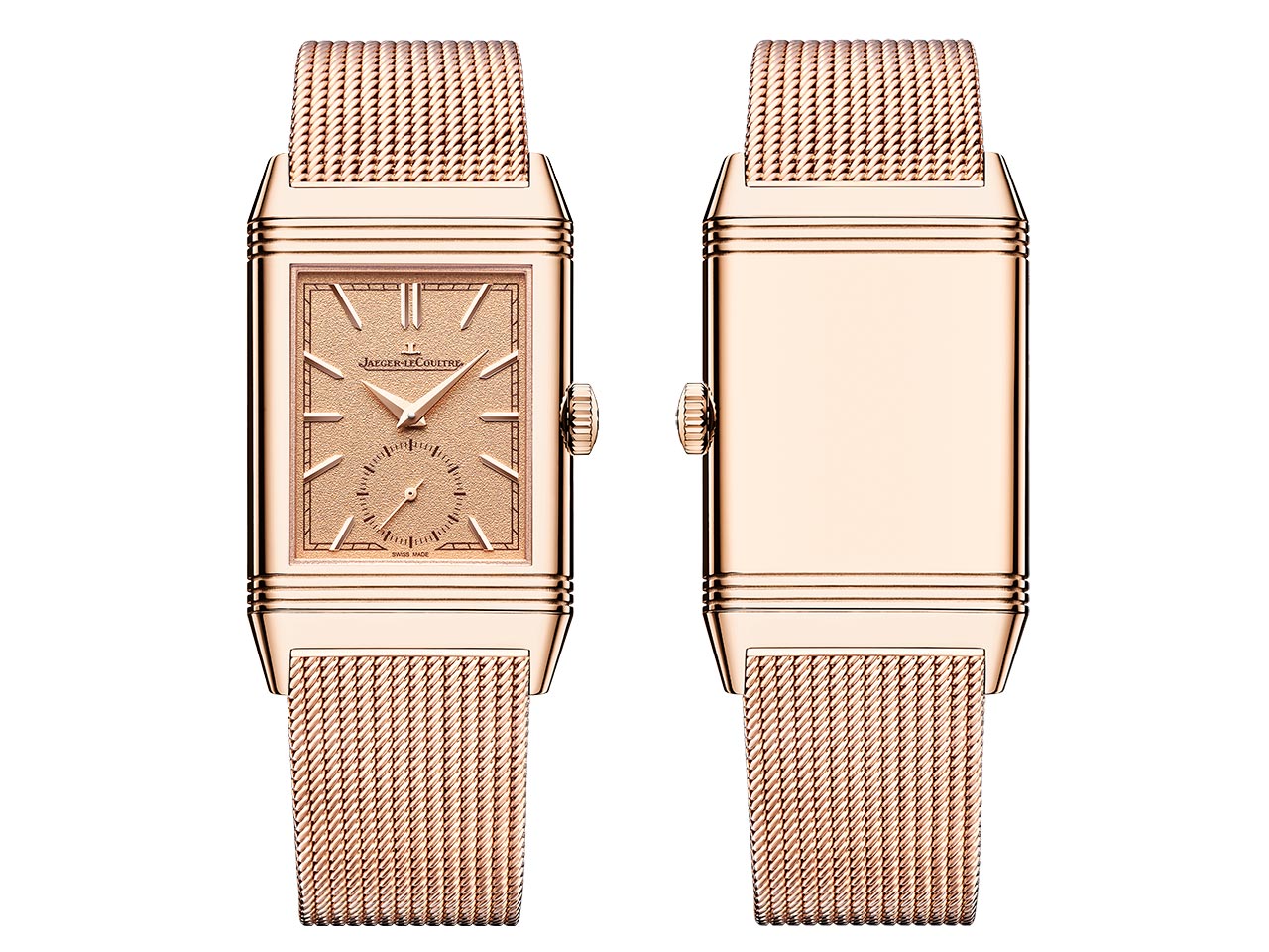 Jaeger-LeCoultre Reverso Tribute Monoface Small Seconds với dây đeo Milanese bằng vàng hồng Q713216J