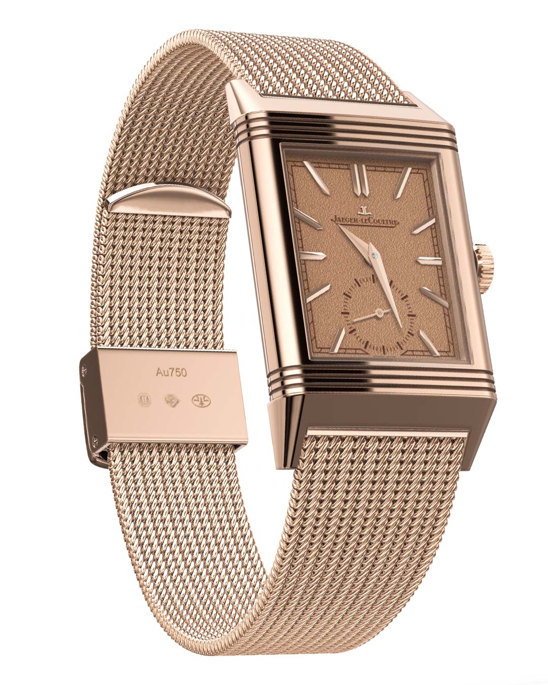 Jaeger-LeCoultre Reverso Tribute Monoface Small Seconds với dây đeo Milanese bằng vàng hồng Q713216J