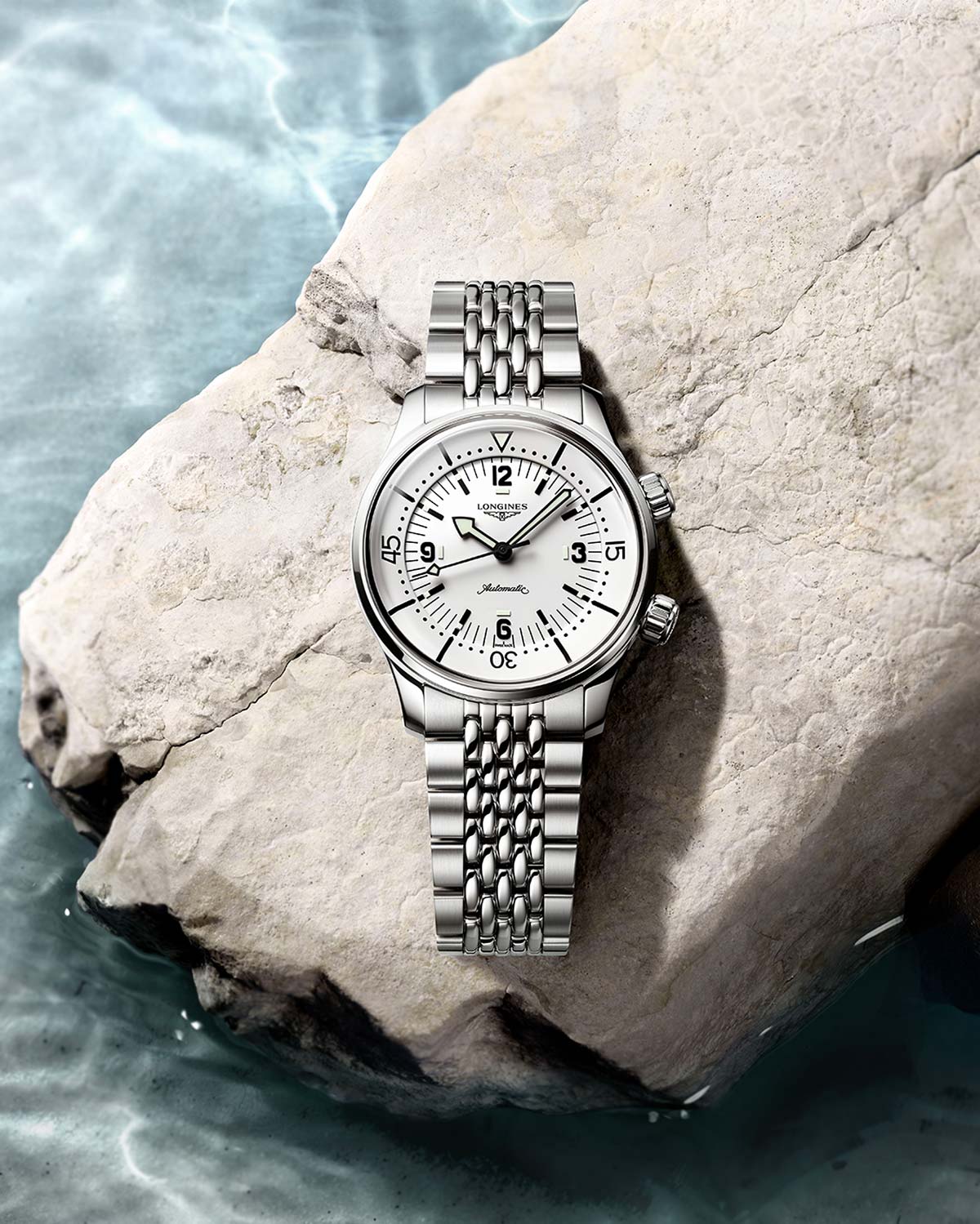 Longines Legend Diver 39 mm trắng mờ L3.764.4.16.6
