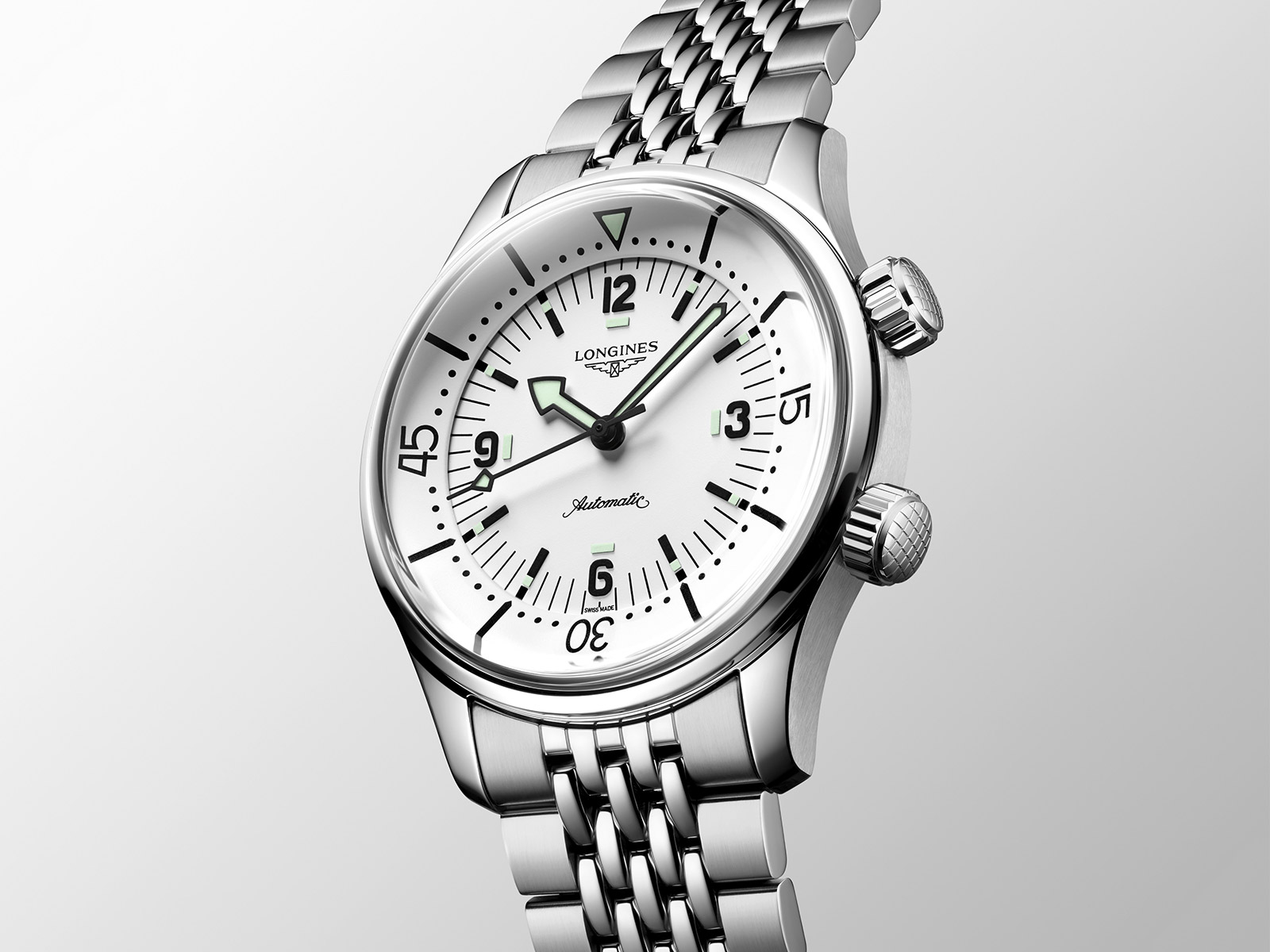Longines Legend Diver 39 mm trắng mờ L3.764.4.16.6