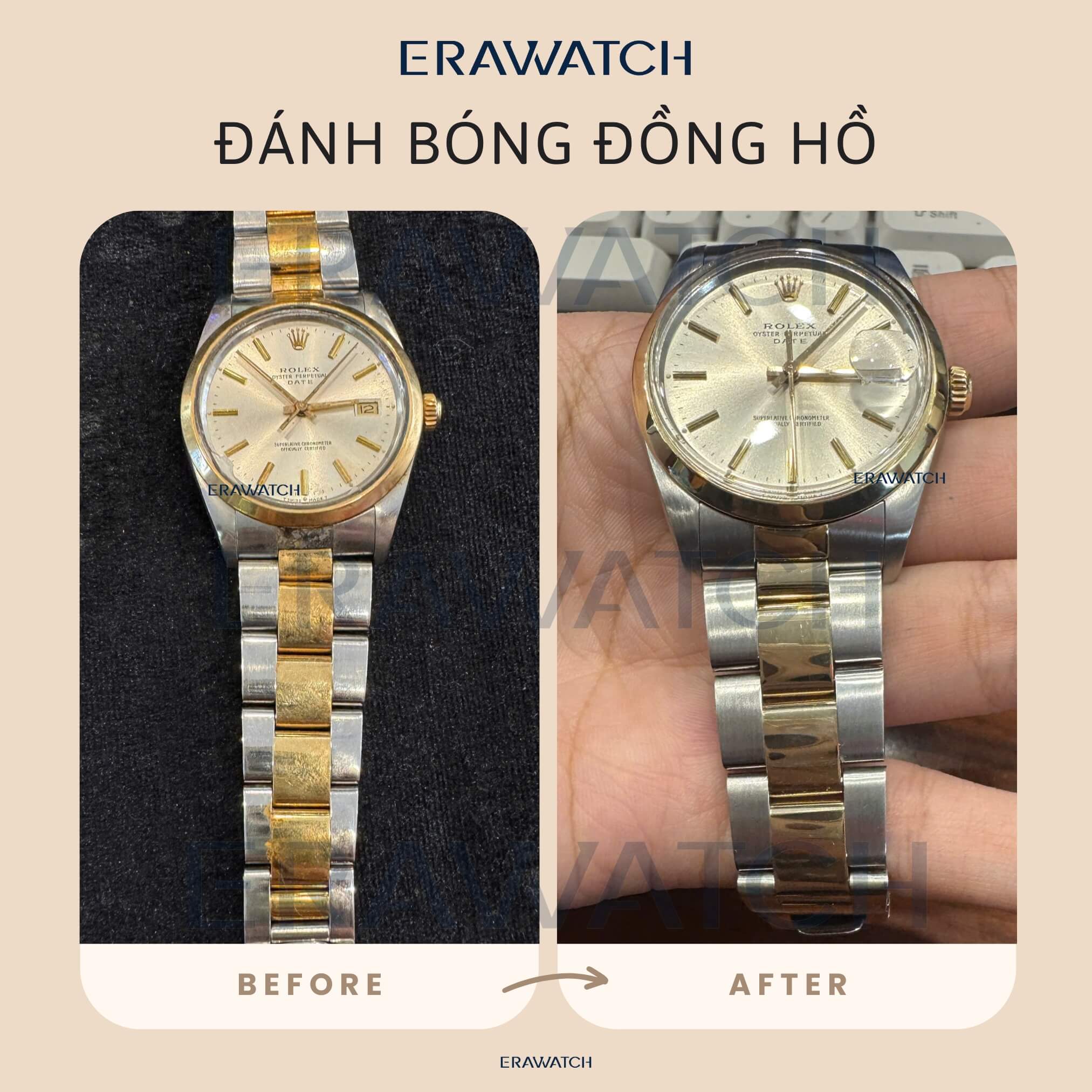 Thực hiện spa làm mới, lau dầu bảo dưỡng đồng hồ Rolex 3035