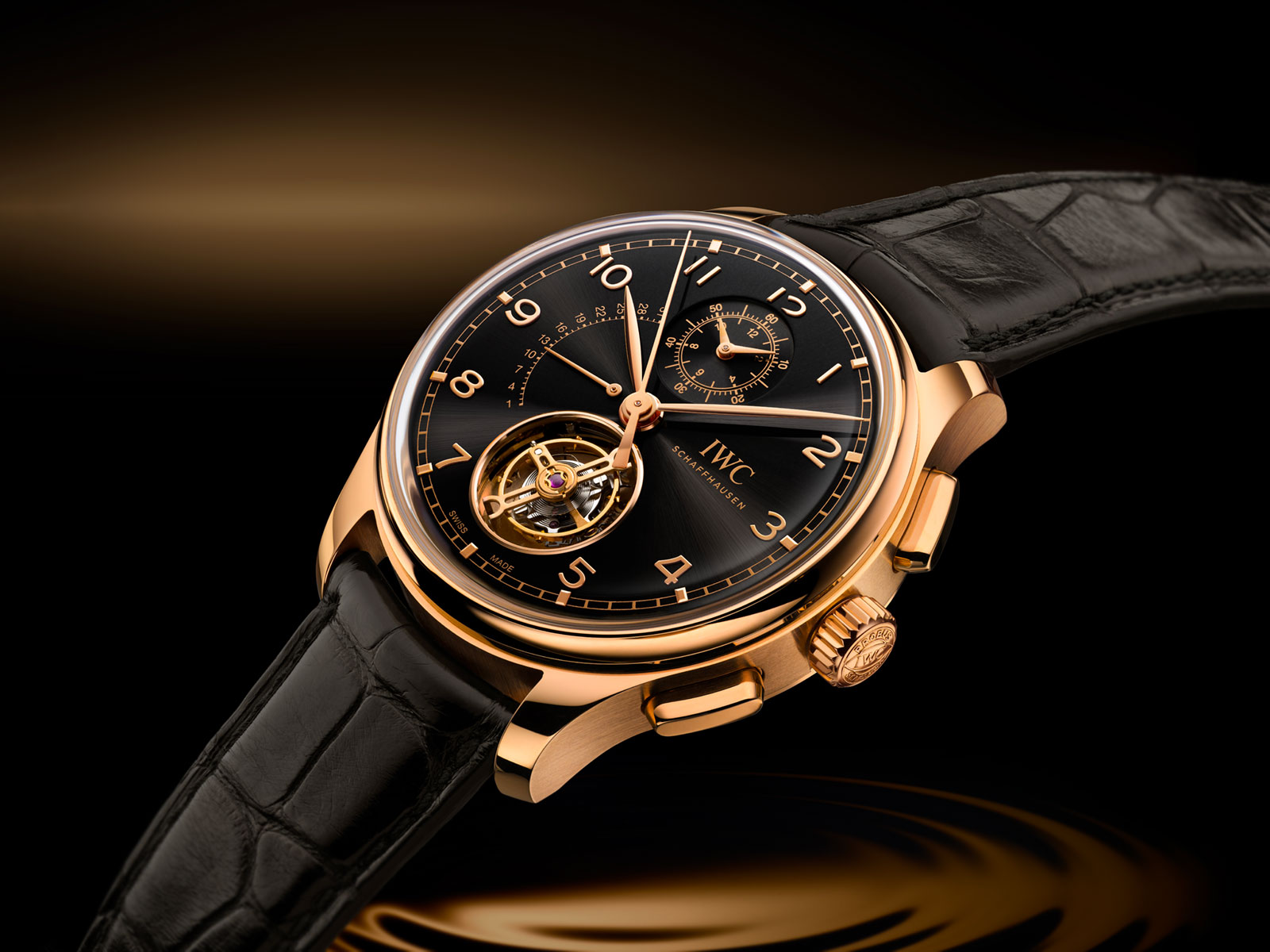 IWC Portugieser Tourbillon Chronograph IW394009: Vàng Armor, Mặt Obsidian