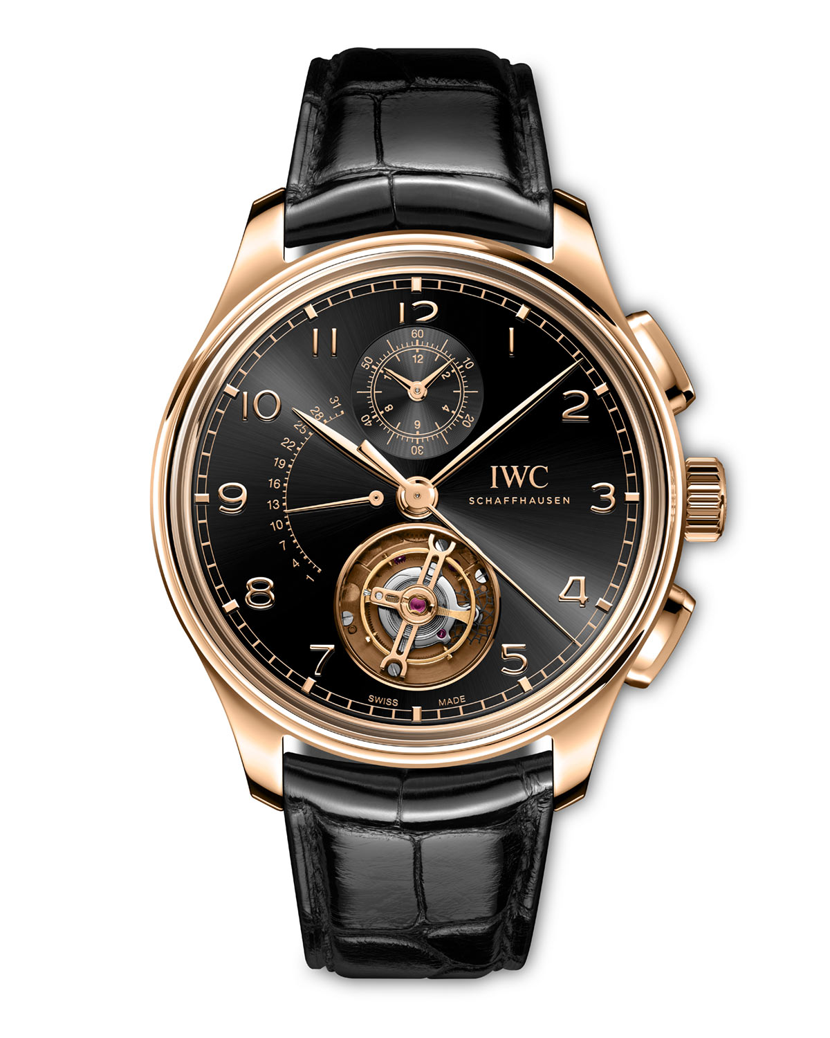 IWC Portugieser Tourbillon Chronograph IW394009: Vàng Armor, Mặt Obsidian