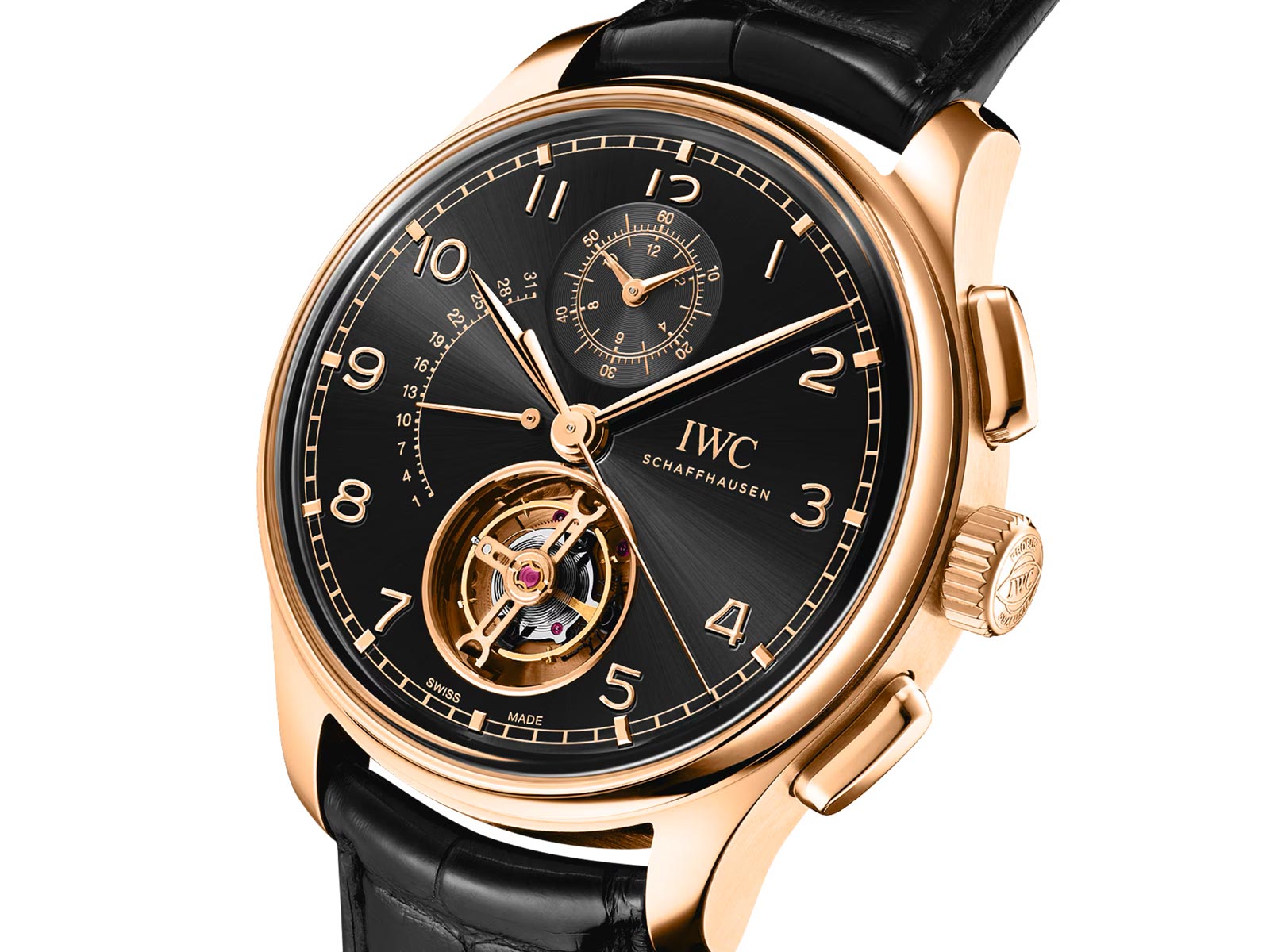 IWC Portugieser Tourbillon Chronograph IW394009: Vàng Armor, Mặt Obsidian