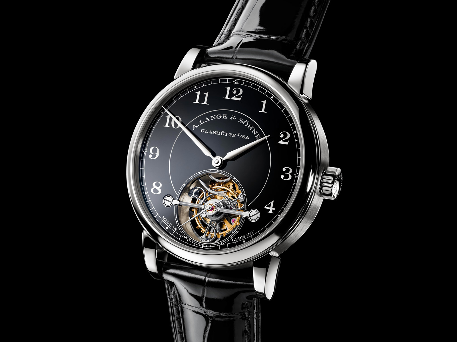 A. Lange & Söhne 1815 Tourbillon bằng bạch kim với mặt số tráng men đen tuyền 2 A. Lange & Söhne 1815 Tourbillon bằng bạch kim với mặt số tráng men đen tuyền
