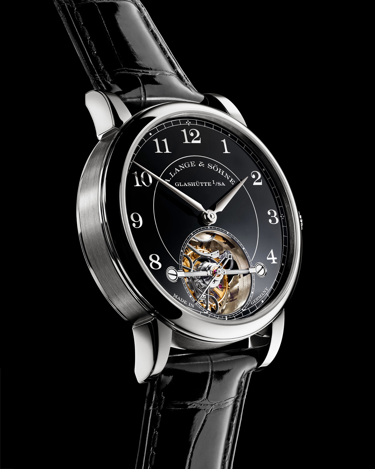 A. Lange & Söhne 1815 Tourbillon bằng bạch kim với mặt số tráng men đen tuyền 7 A. Lange & Söhne 1815 Tourbillon bằng bạch kim với mặt số tráng men đen tuyền