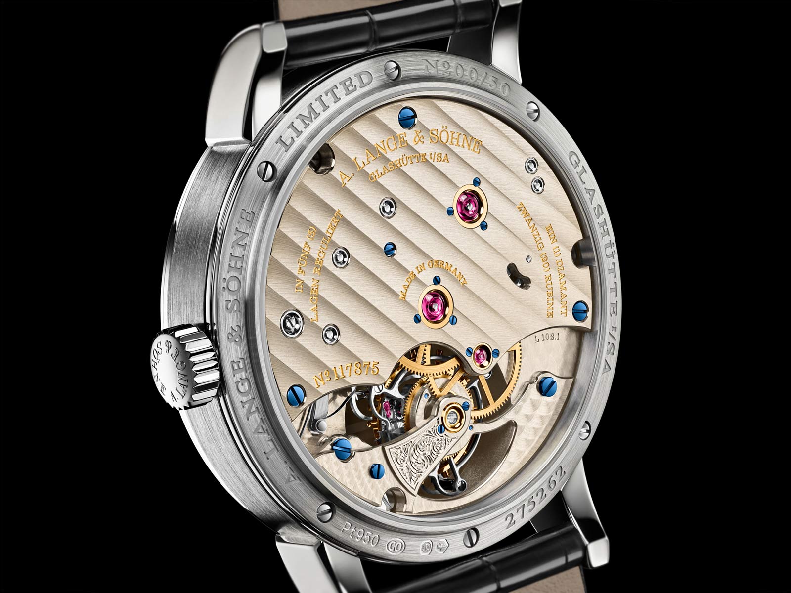 A. Lange & Söhne 1815 Tourbillon bằng bạch kim với mặt số tráng men đen tuyền