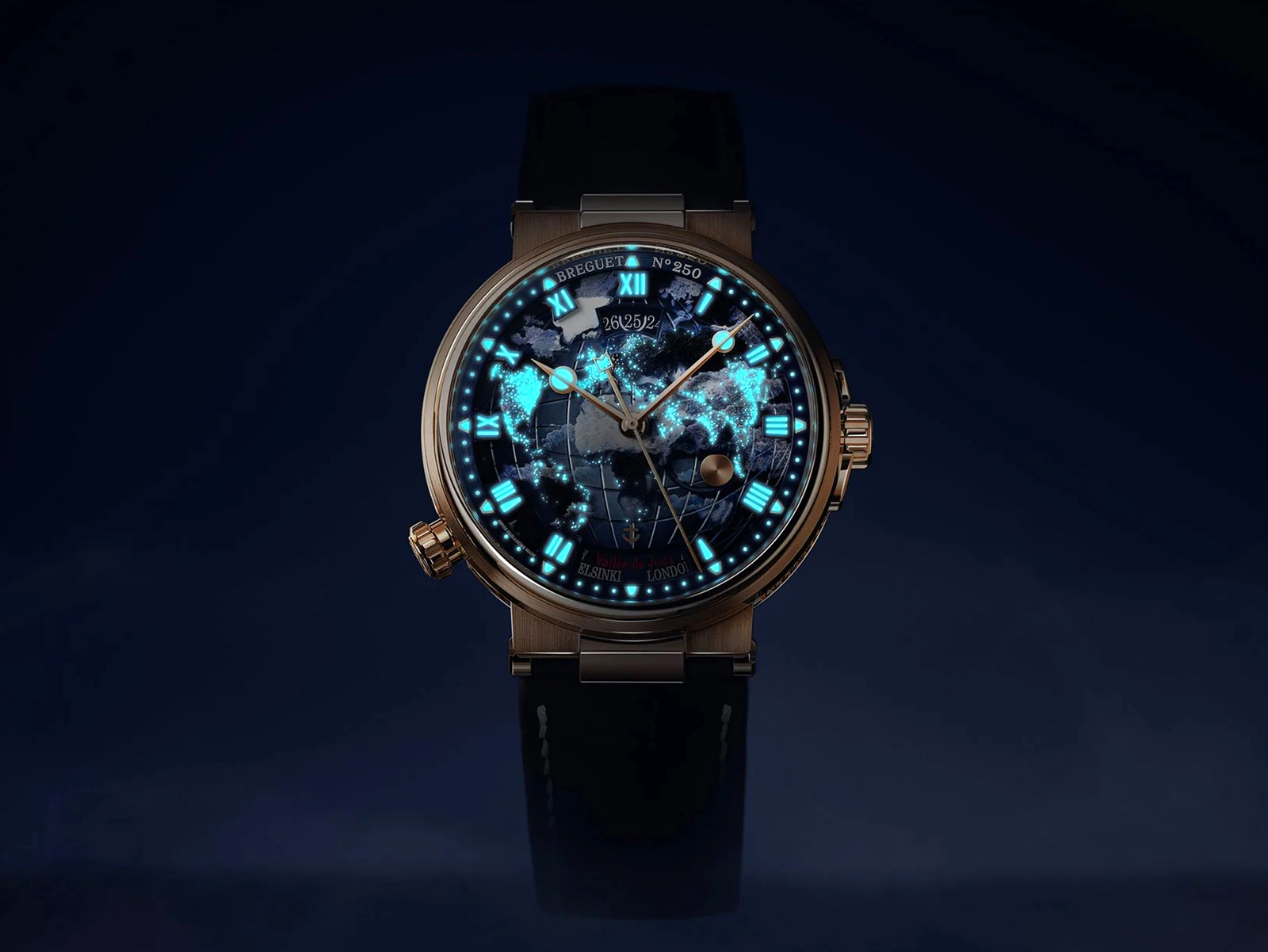 Breguet Marine Hora Mundi 5555 ra mắt với mặt số tráng men phát quang hiển thị giờ kép