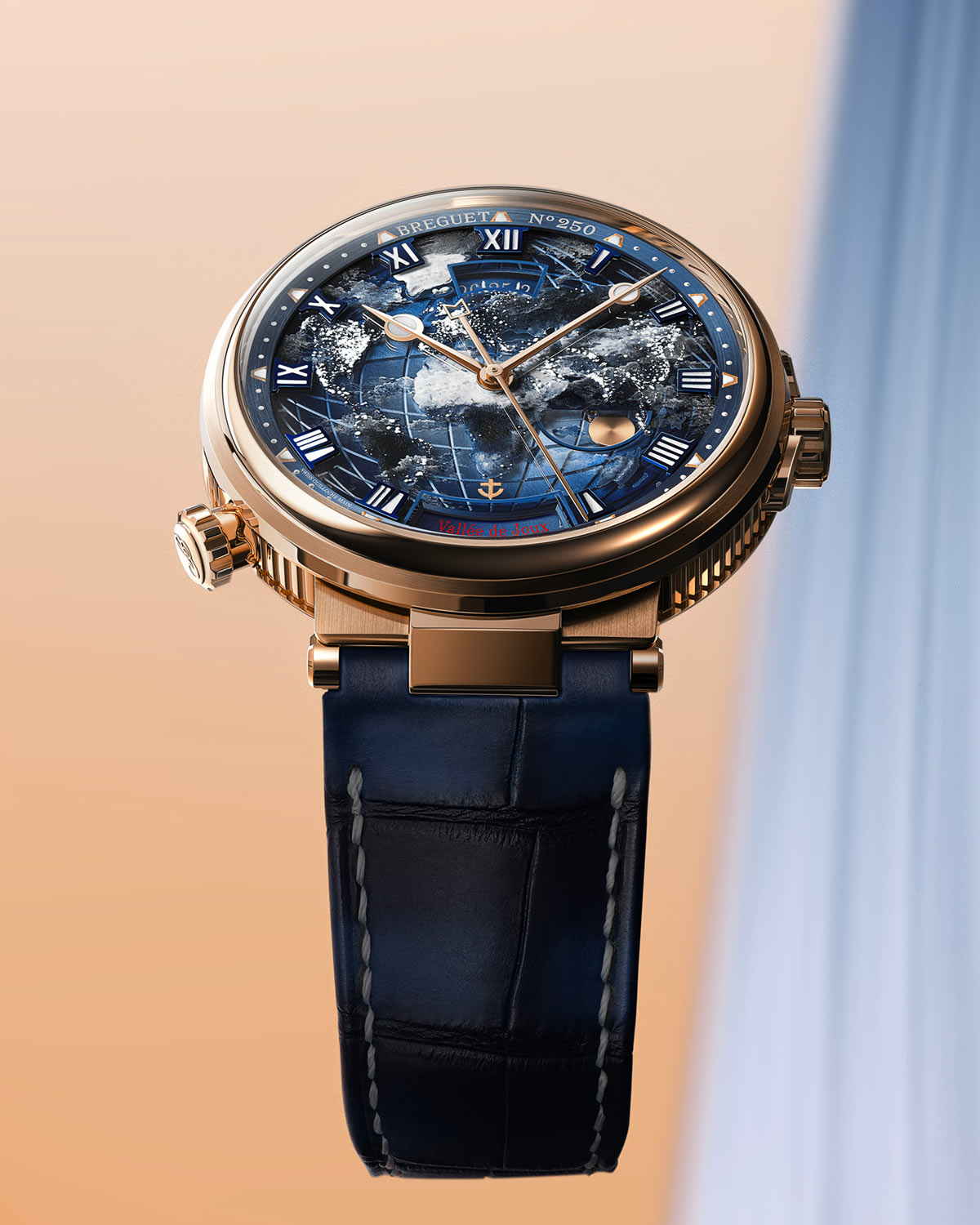 Breguet Marine Hora Mundi 5555 ra mắt với mặt số tráng men phát quang hiển thị giờ kép