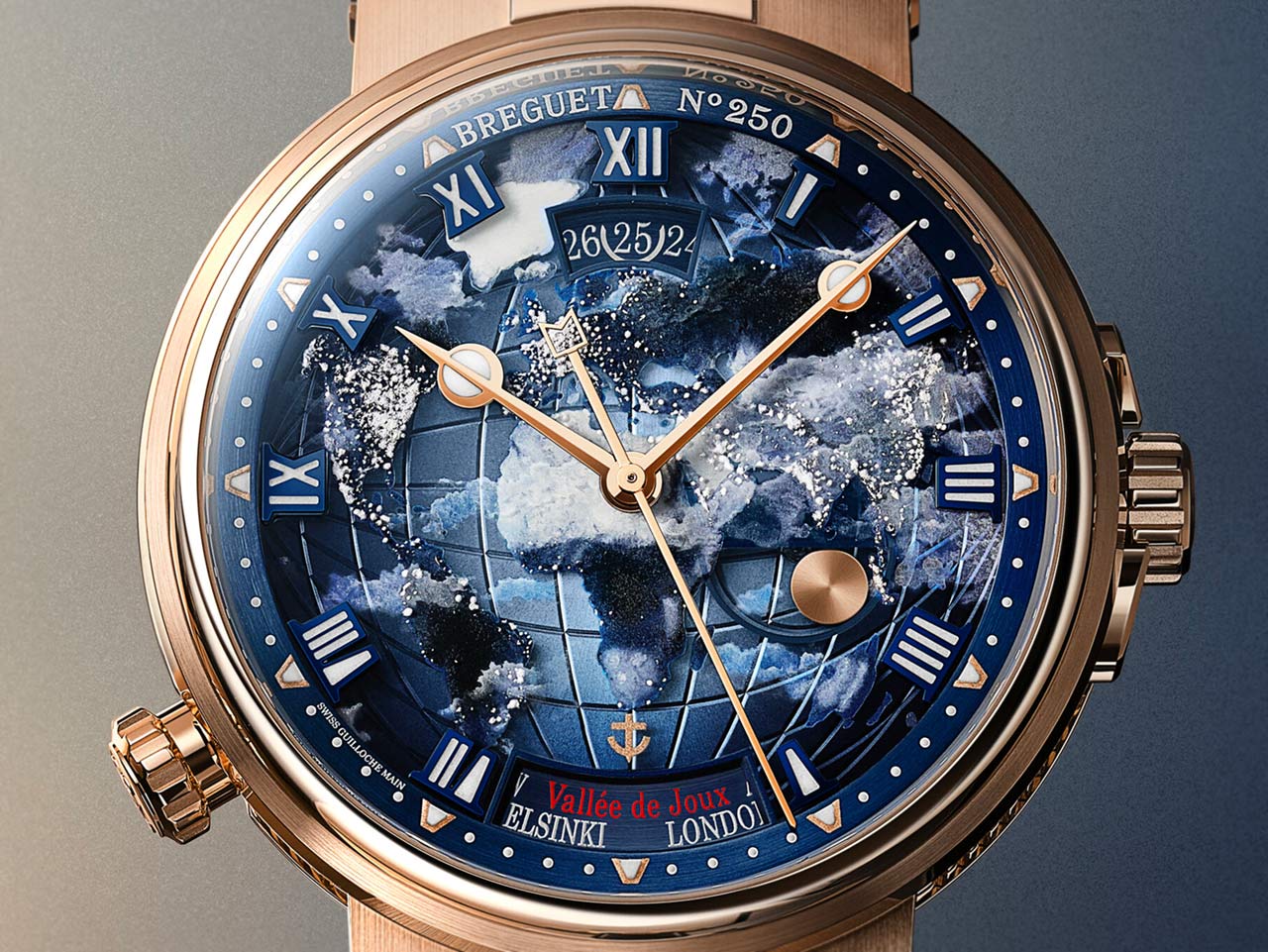 Breguet Marine Hora Mundi 5555 ra mắt với mặt số tráng men phát quang hiển thị giờ kép