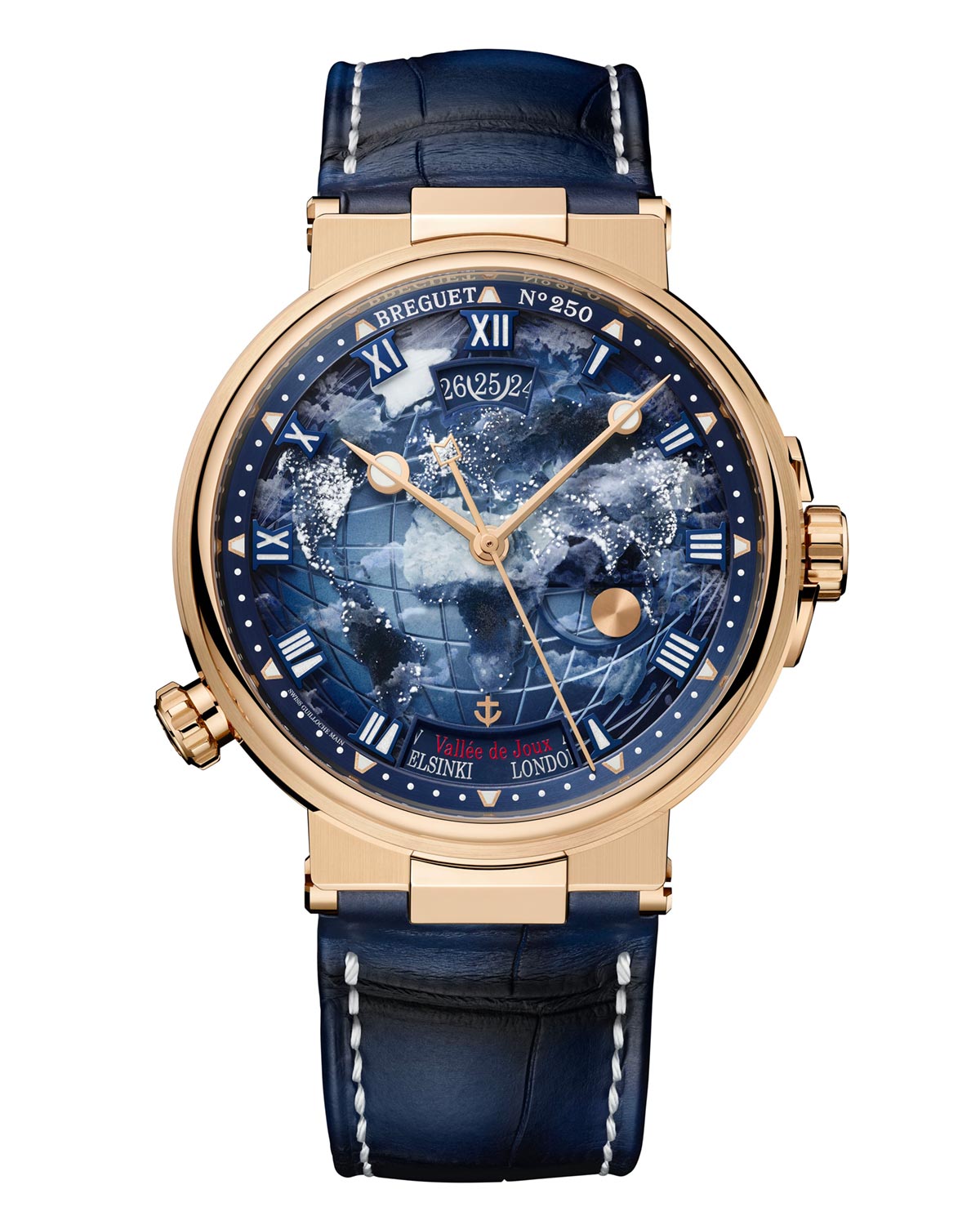 Breguet Marine Hora Mundi 5555 ra mắt với mặt số tráng men phát quang hiển thị giờ kép