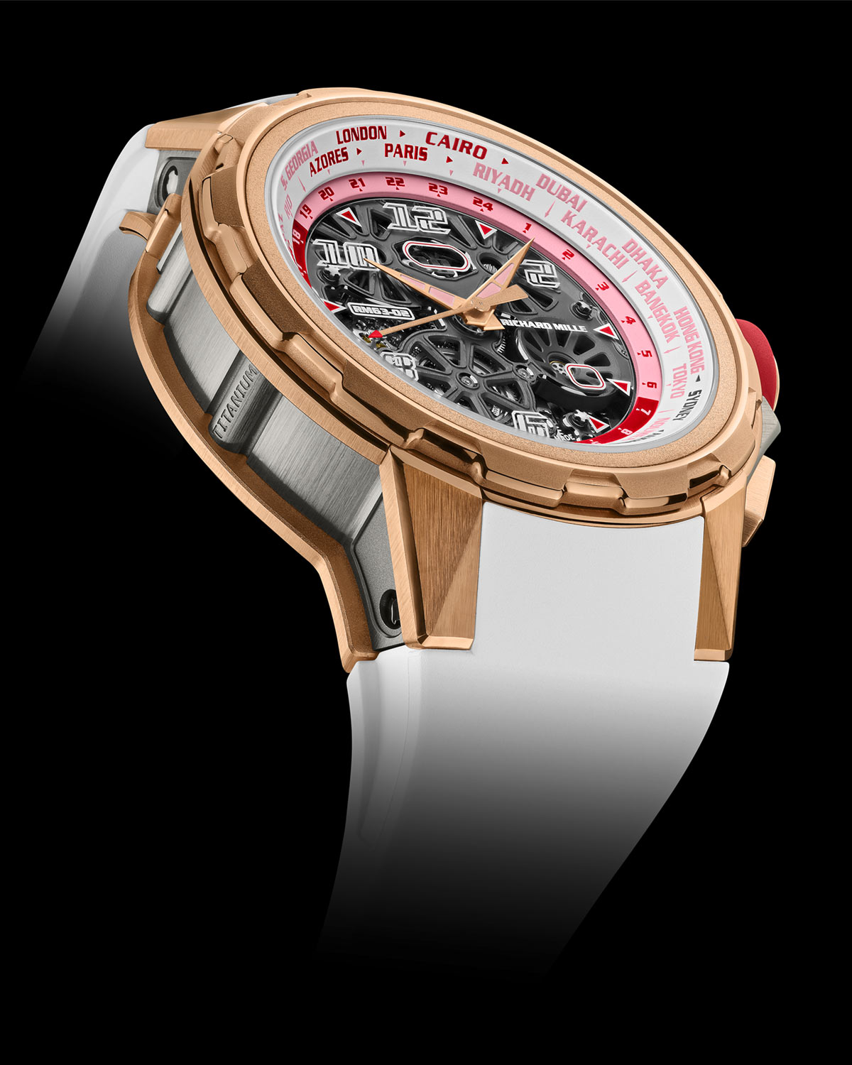 Richard Mille giới thiệu đồng hồ RM 63-02 Automatic Worldtimer bằng vàng đỏ và titan