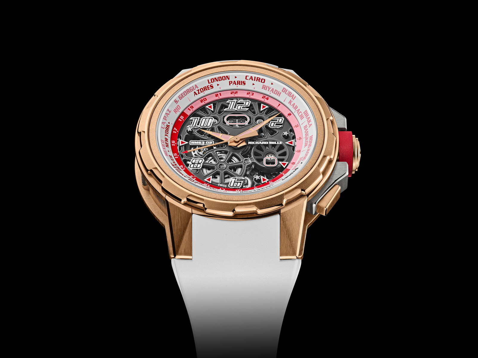 Richard Mille giới thiệu đồng hồ RM 63-02 Automatic Worldtimer bằng vàng đỏ và titan