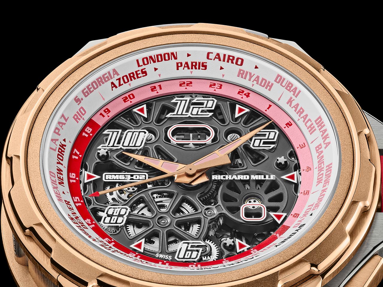 Richard Mille giới thiệu đồng hồ RM 63-02 Automatic Worldtimer bằng vàng đỏ và titan