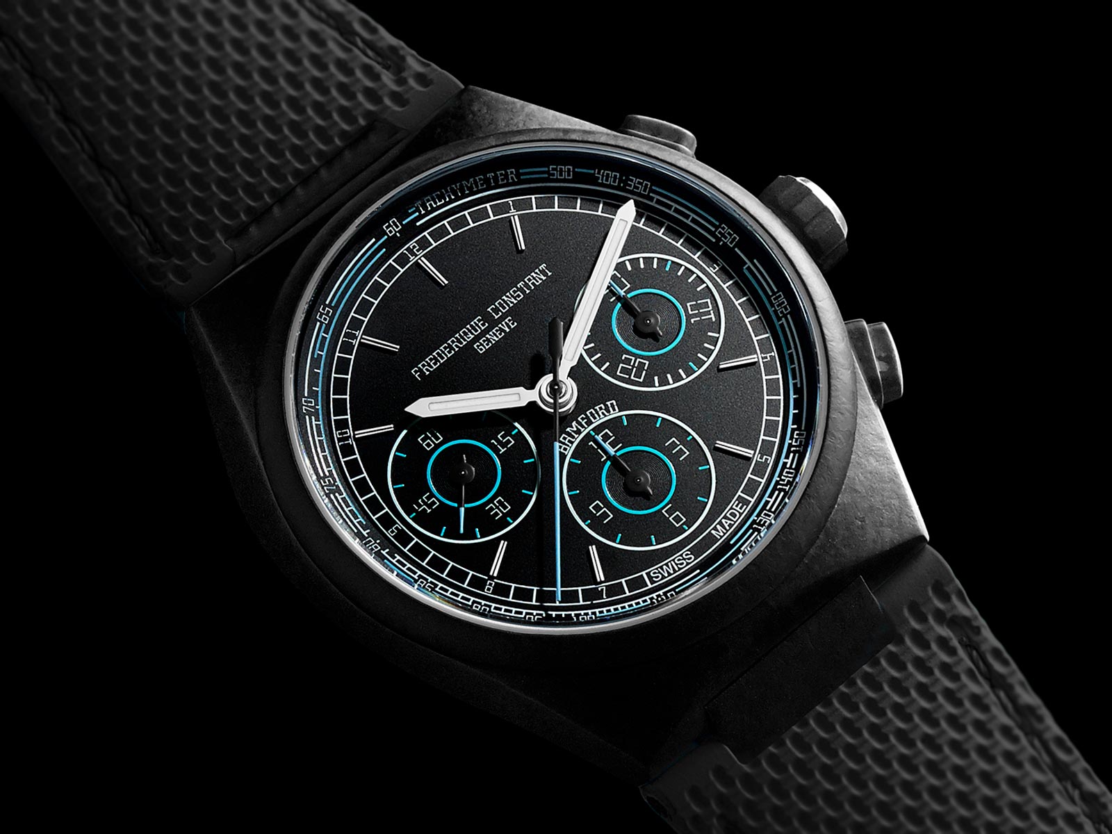 Sự hợp tác giữa Frederique Constant và Bamford Watch Department: Highlife Chronograph Automatic 4 Frederique Constant x Bamford Highlife Chronograph Automatic (mã hiệu FC-391BBL4NH1C)