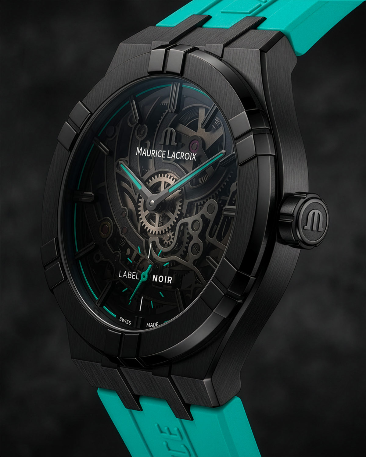 Maurice Lacroix giới thiệu dòng đồng hồ Label Noir Aikon Manufacture Skeleton. 4 Maurice Lacroix giới thiệu dòng đồng hồ Label Noir Aikon Manufacture Skeleton.