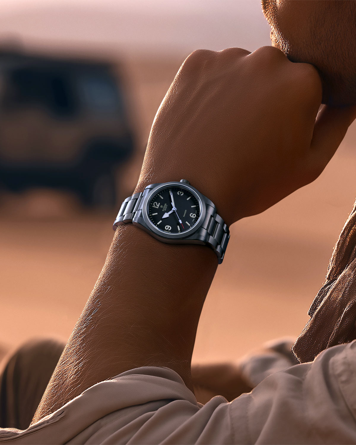 Tudor Ranger Dune trắng 36 mmg dòng Ranger với vỏ kích thước 36 mm và mặt số màu trắng Dune