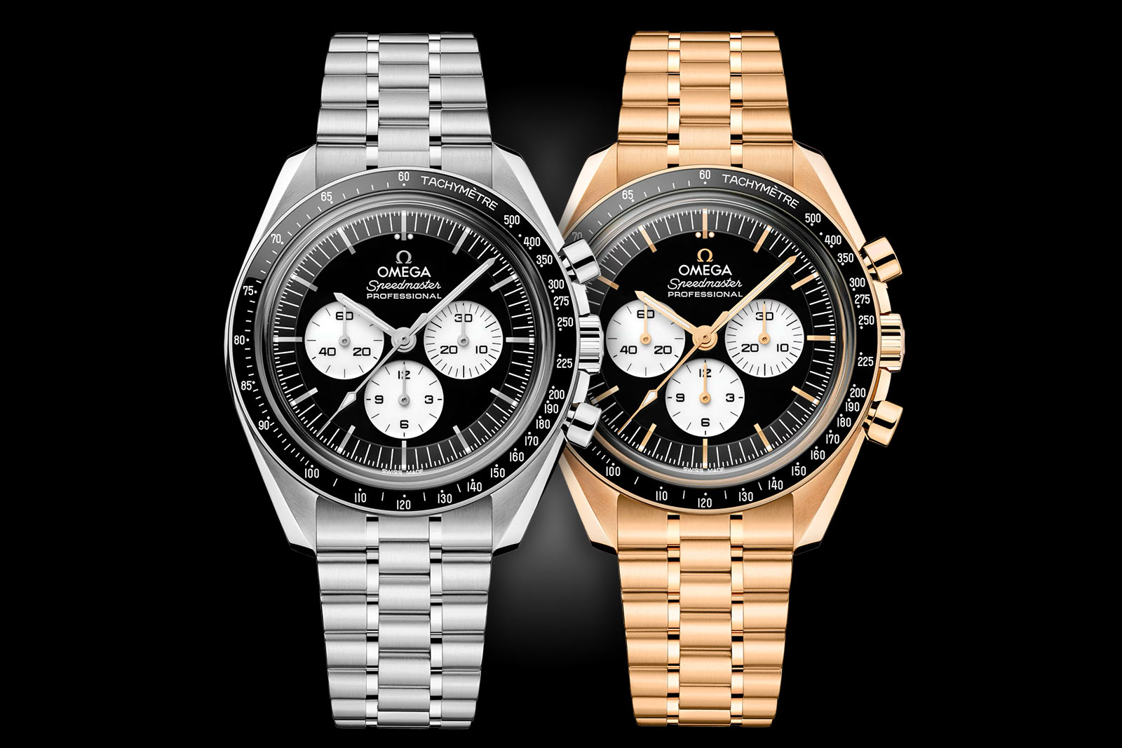 Omega ra mắt mẫu Speedmaster Moonwatch mới với mặt số "Panda" đen trắng.