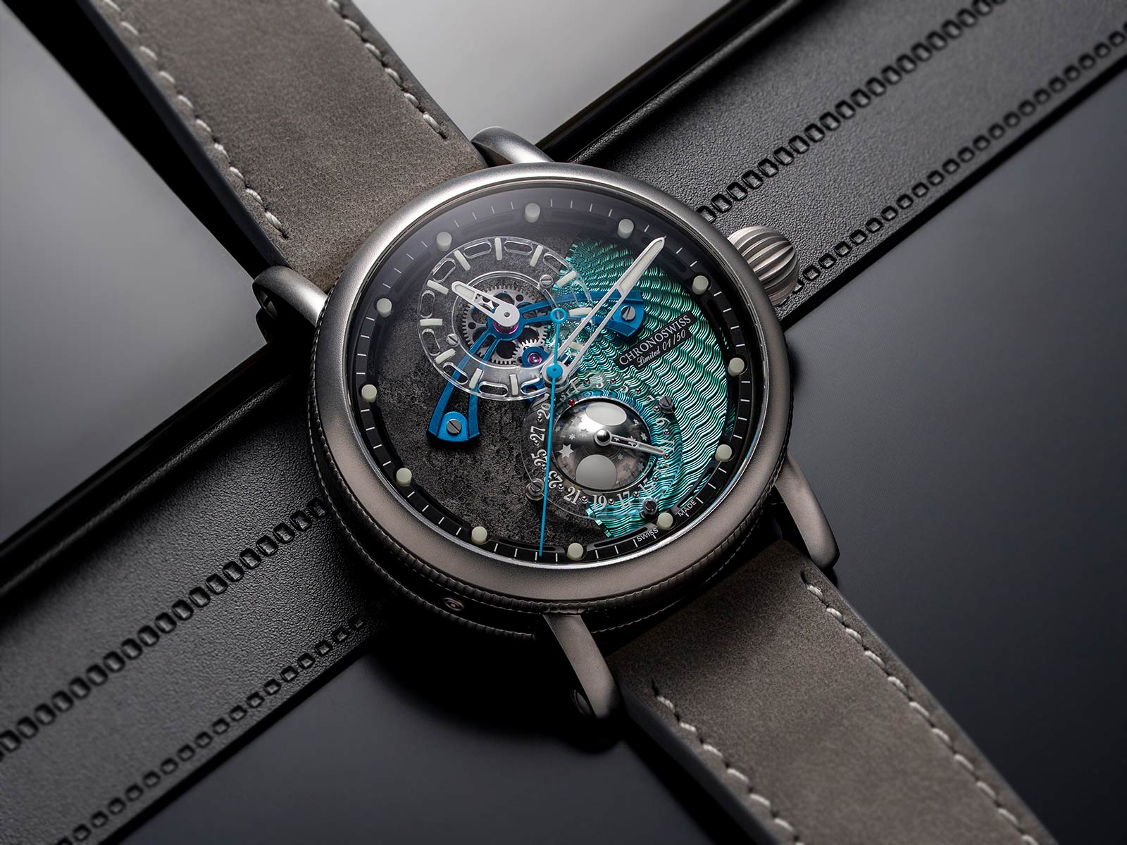 Đồng hồ Chronoswiss Space Timer Gravity: mặt số hiển thị chu kỳ mặt trăng 1 Đồng hồ Chronoswiss Space Timer Gravity: mặt số hiển thị chu kỳ mặt trăng